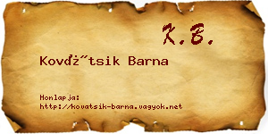 Kovátsik Barna névjegykártya