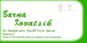 barna kovatsik business card